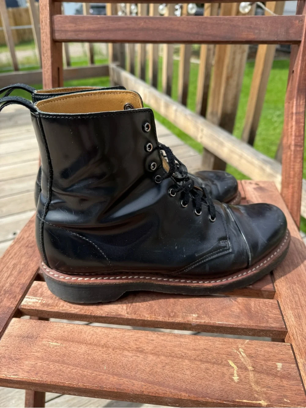 Vintage Dr. Martens 8-Eye Black Leather Cap Toe Boots | Men’s